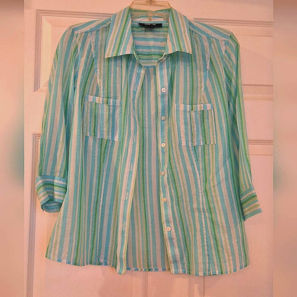 💥SALE💥Style & CO.,Size 12, Striped Various Color Sparkle Shirt